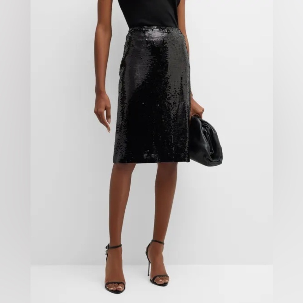 Nili Lotan Bonne Sequin Skirt Black 6 NWT